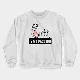 Midwife Birht Is My Passion Premium Fit Mens Tee Pregnant Mom Crewneck Sweatshirt